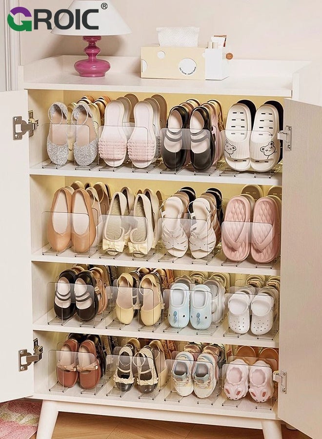GROIC 2 Pcs Baby Shoe Rack, Shoes Storage Rack for kids,  4 Sections Acrylic Transparent Simple Shoe Rack, Toddler Baby Shoe Organizer, Shoe Rack Desk File Sorter Book Purse Organizer, Saving Space Shoe Shelf - Image 2